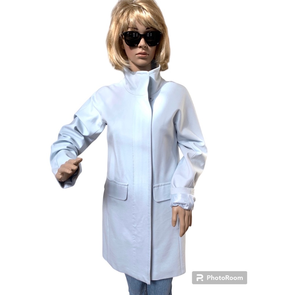 Baby blue high neck zip up coat, NWOT, XS